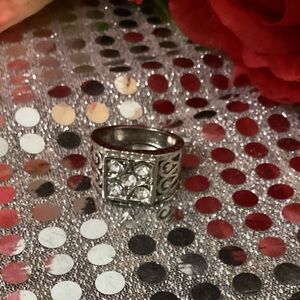 Mens sterling silver  Silver Ring with Crystal Accents size 8